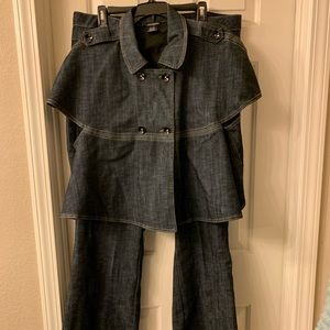 Ashley Stewart 2pc denim wide leg pant suit